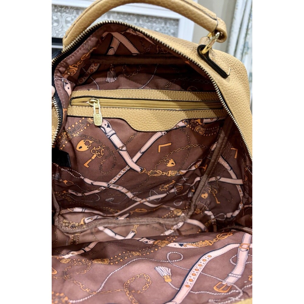 La Terre Golden Tan Vegan Leather Backpack Purse - NWT - Picture 4 of 15